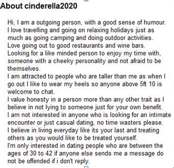 writing something about yourself on a dating site